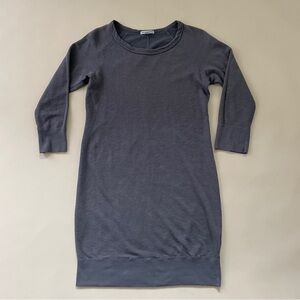 James Perse Dress Womens Small Raglan Sweatshirt Dress Gray French Terry Supima